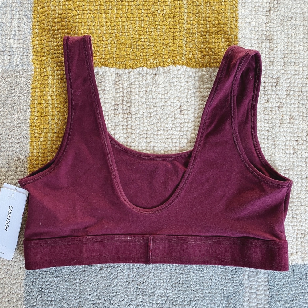 Calvin Klein Unlined Burgundy Bralette size large - Picture 4 of 5